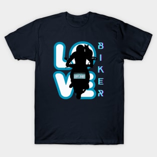 BIKER AND BEST CAT  DAD MOTORCYCLE RIDER BLUE T-Shirt